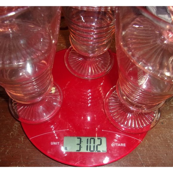 Set of 6 Pink Depression Glass Water/Tea Drinkware Glasses 7" Beehive/Federal?? - Picture 5 of 6